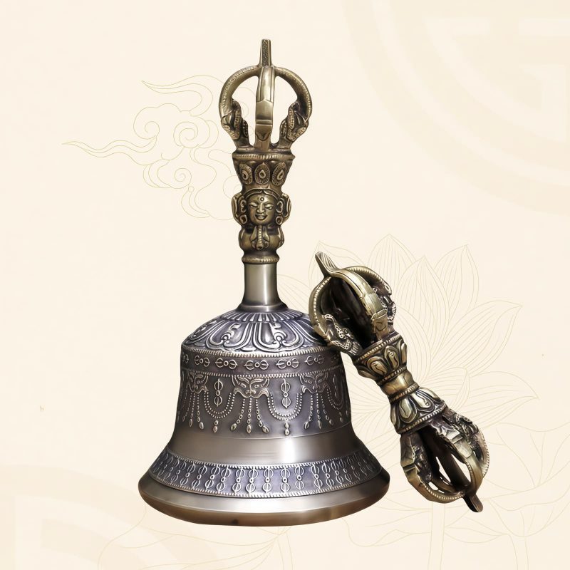 Set Ritual Bel Meditasi & Dorje Tembaga Tibet Tibetan Copper Meditation Bell & Dorje Ritual Set