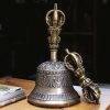 Set Ritual Bel Meditasi & Dorje Tembaga Tibet Tibetan Copper Meditation Bell & Dorje Ritual Set