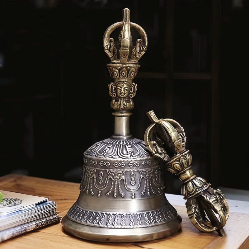 Set Ritual Bel Meditasi & Dorje Tembaga Tibet Tibetan Copper Meditation Bell & Dorje Ritual Set
