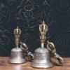 Set Ritual Bel Meditasi & Dorje Tembaga Tibet Tibetan Copper Meditation Bell & Dorje Ritual Set