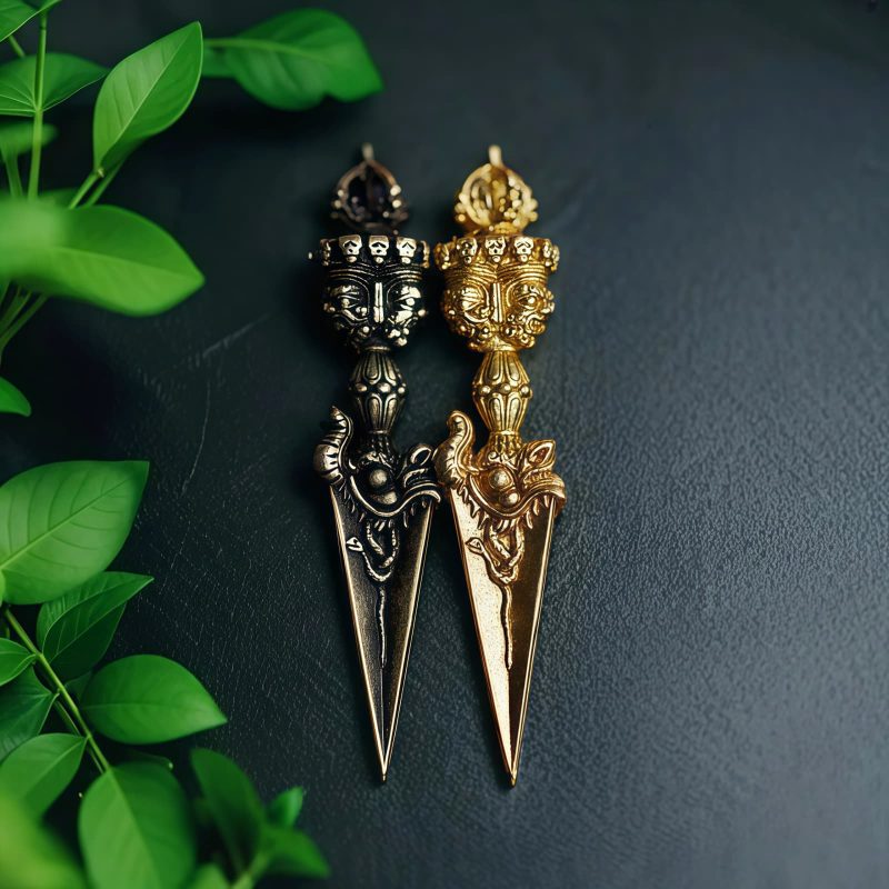 Collar con Dorje de Latón Tibetano: Símbolo de Poder Tibetan Dorje Brass Power Pendant