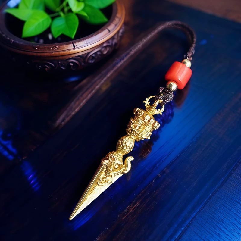 Collar con Dorje de Latón Tibetano: Símbolo de Poder Tibetan Dorje Brass Power Pendant