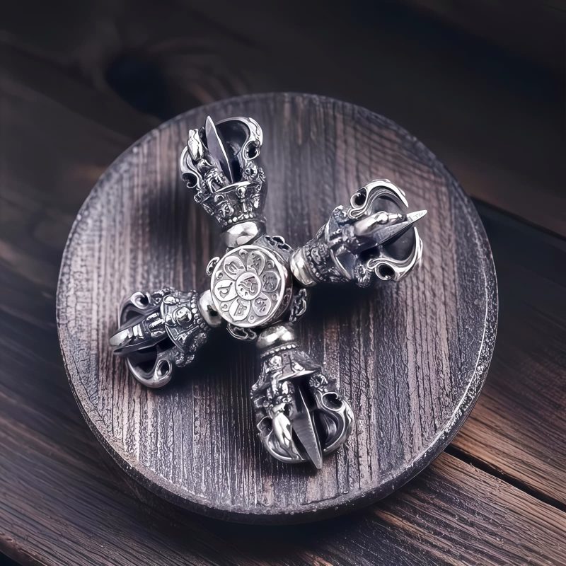 Colgante Doble Dorje de Plata Tibetana 925 Tibetan 925 Silver Double Dorje Pendant