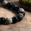 Pulsera de Bienestar con Roca Volcánica y Obsidiana Vintage Vintage Lava Rock and Obsidian Wellness Bracelet