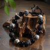 Pulsera de Bienestar con Roca Volcánica y Obsidiana Vintage Vintage Lava Rock and Obsidian Wellness Bracelet