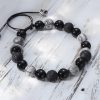Pulsera de Bienestar con Roca Volcánica y Obsidiana Vintage Vintage Lava Rock and Obsidian Wellness Bracelet