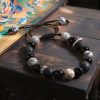 Pulsera de Bienestar con Roca Volcánica y Obsidiana Vintage Vintage Lava Rock and Obsidian Wellness Bracelet