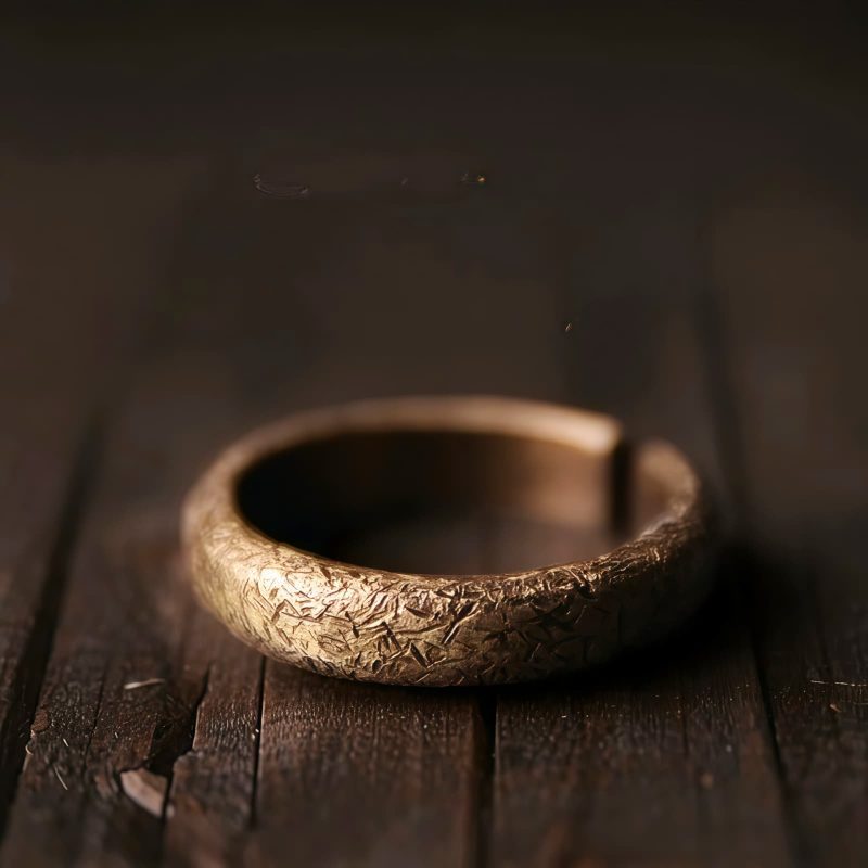 Anillo de Pareja de Cobre Tibetano Vintage con Textura Tibetan Copper Vintage Textured Luck Couple Ring