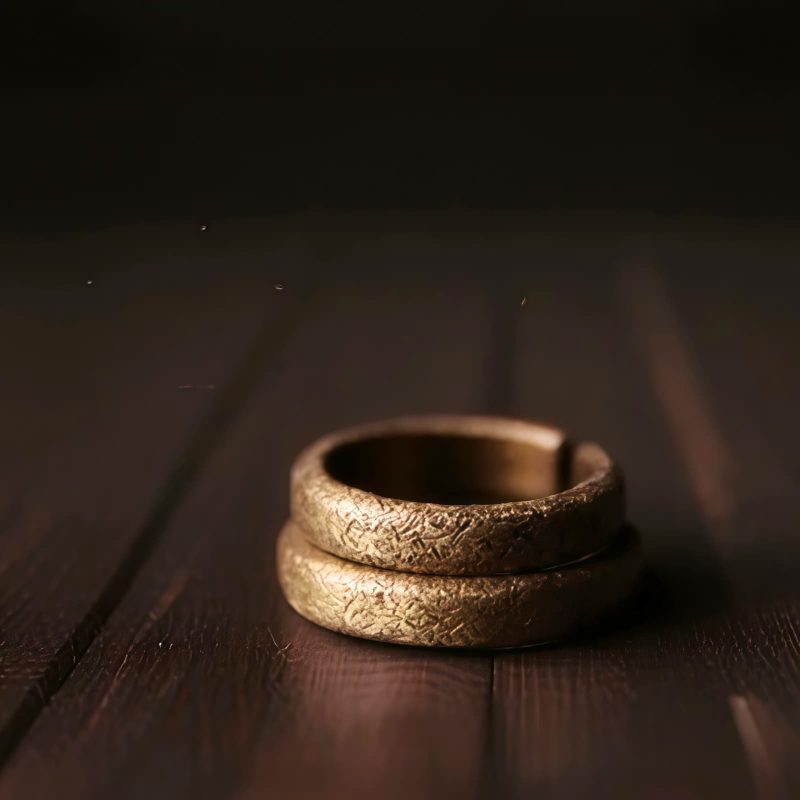 Anillo de Pareja de Cobre Tibetano Vintage con Textura Tibetan Copper Vintage Textured Luck Couple Ring