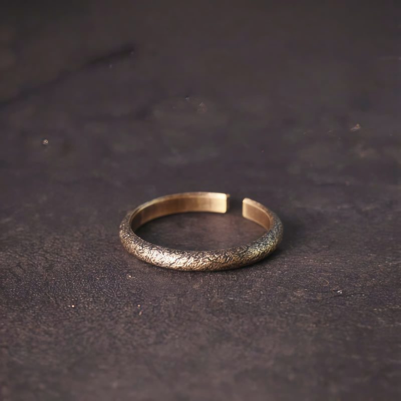 Anillo de Pareja de Cobre Tibetano Vintage con Textura Tibetan Copper Vintage Textured Luck Couple Ring
