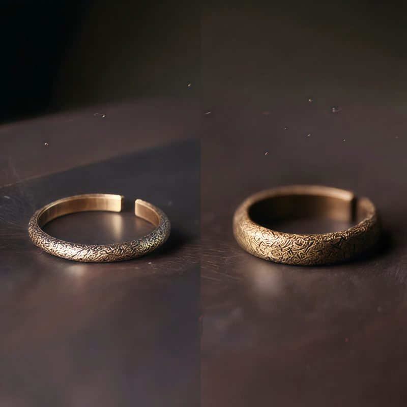 Anillo de Pareja de Cobre Tibetano Vintage con Textura Tibetan Copper Vintage Textured Luck Couple Ring