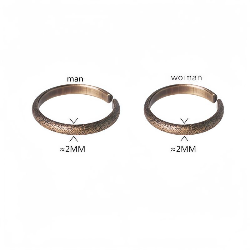 Anillo de Pareja de Cobre Tibetano Vintage con Textura Tibetan Copper Vintage Textured Luck Couple Ring
