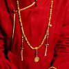 سوار يد من خرز مالا 108 حبة من عين النمر مع شرابة دورجي 108 Mala Beads Tiger Eye Dorje Tassel Bracelet