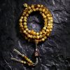سوار يد من خرز مالا 108 حبة من عين النمر مع شرابة دورجي 108 Mala Beads Tiger Eye Dorje Tassel Bracelet