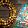 سوار يد من خرز مالا 108 حبة من عين النمر مع شرابة دورجي 108 Mala Beads Tiger Eye Dorje Tassel Bracelet