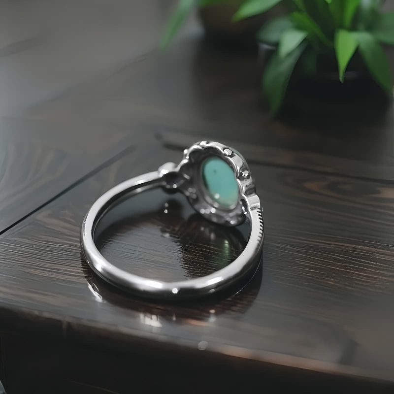 Anillo Tibetano de Protección en Plata 925 con Turquesa y Ágata Roja 925 Silver Tibetan Protection Ring with Turquoise and Red Agate