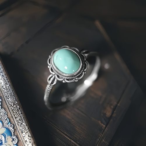 Anillo Tibetano de Protección en Plata 925 con Turquesa y Ágata Roja Anillo Tibetano de Protección en Plata 925 con Turquesa y Ágata Roja