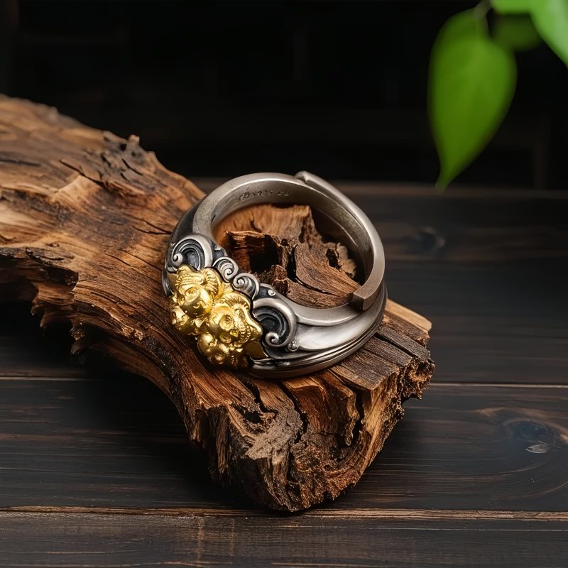 Anillo Ajustable de Calavera Tibetana en Plata Esterlina 925 925 Sterling Silver Tibetan Skull Adjustable Ring