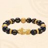 خاتم أوبسيديان الأسود أوم ماني بادمي هوم Black Obsidian Om Mani Padme Hum Bracelet