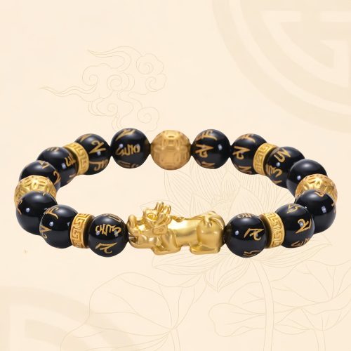 Pulsera de Obsidiana Negra Om Mani Padme Hum Pulsera de Obsidiana Negra Om Mani Padme Hum