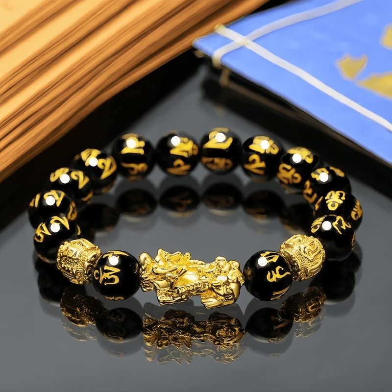 Pulsera de Obsidiana Negra Pixiu para la Abundancia Black Obsidian PiXiu Wealth Bracelet