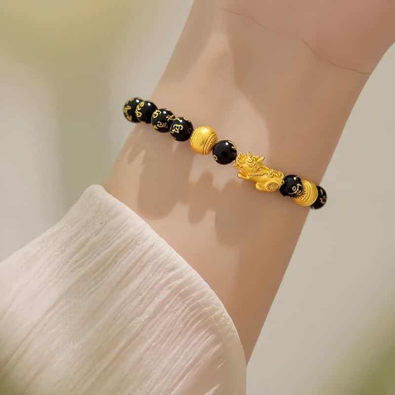 Pulsera de Obsidiana Negra Pixiu para la Abundancia Black Obsidian PiXiu Wealth Bracelet