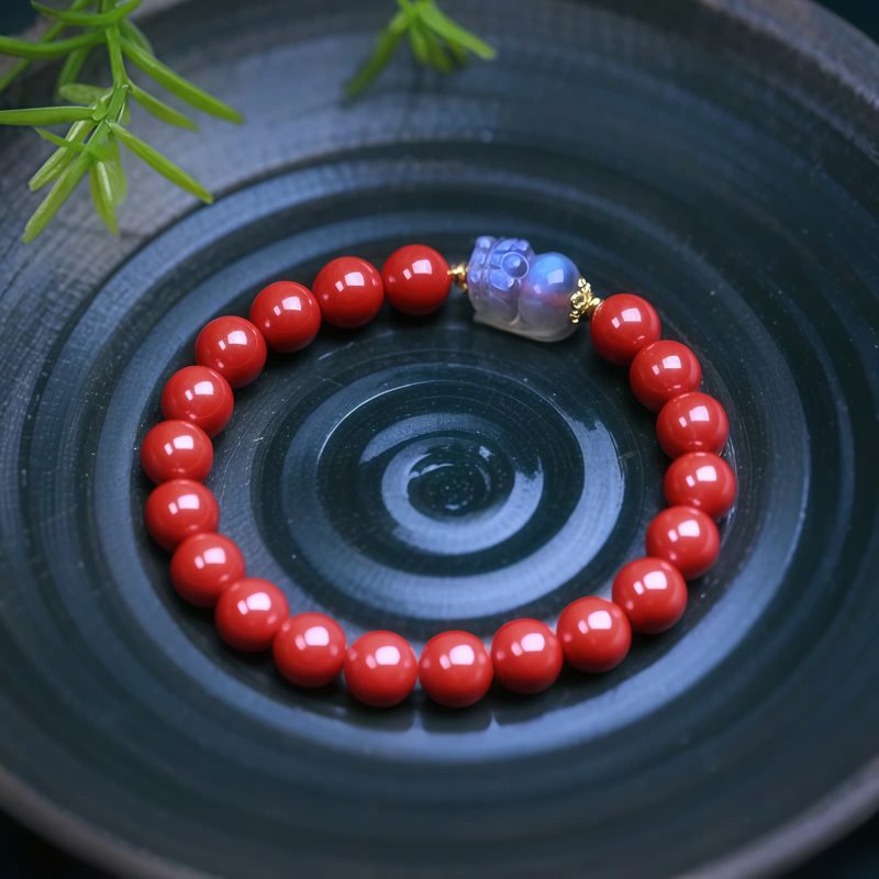 Pulsera de Bendición Pixiu con Cinabrio y Piedra Lunar Cinnabar Moonstone PiXiu Blessing Bracelet
