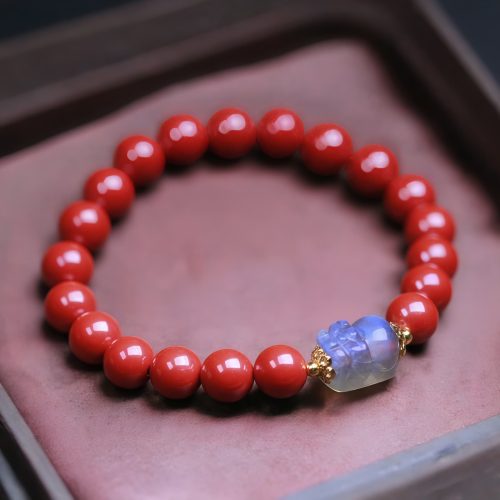 Pulsera de Bendición Pixiu con Cinabrio y Piedra Lunar Pulsera de Bendición Pixiu con Cinabrio y Piedra Lunar