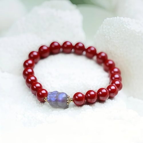 Pulsera de Bendición Pixiu con Cinabrio y Piedra Lunar Pulsera de Bendición Pixiu con Cinabrio y Piedra Lunar