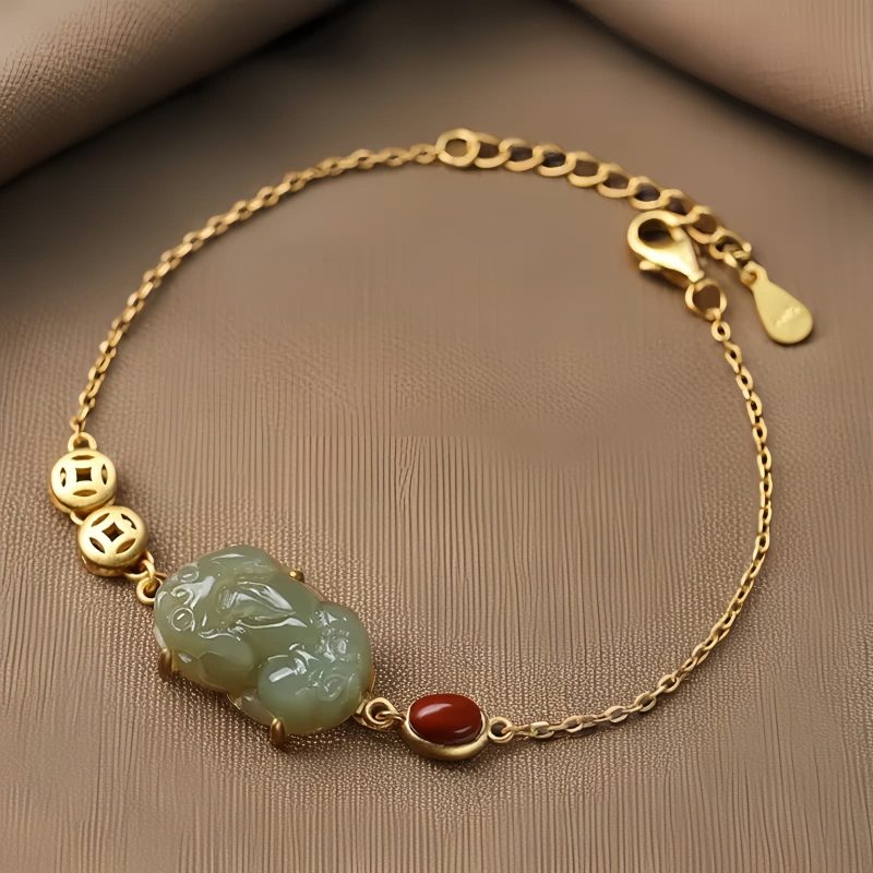 Pulsera de Éxito de PiXiu de Jade Cian Cyan Jade PiXiu Success Bracelet
