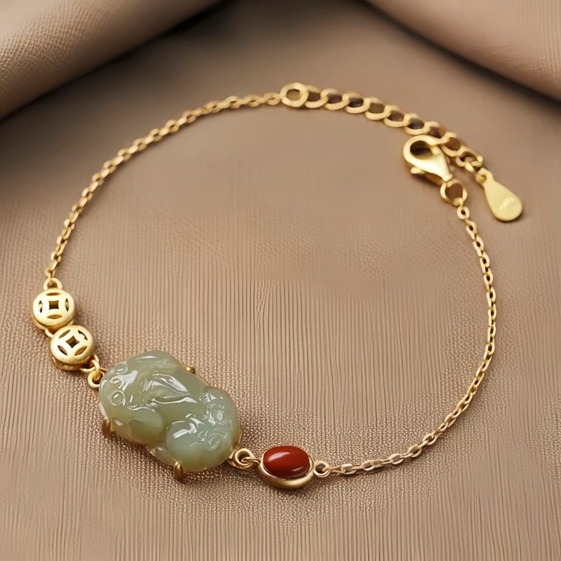 Pulsera de Éxito de PiXiu de Jade Cian Cyan Jade PiXiu Success Bracelet