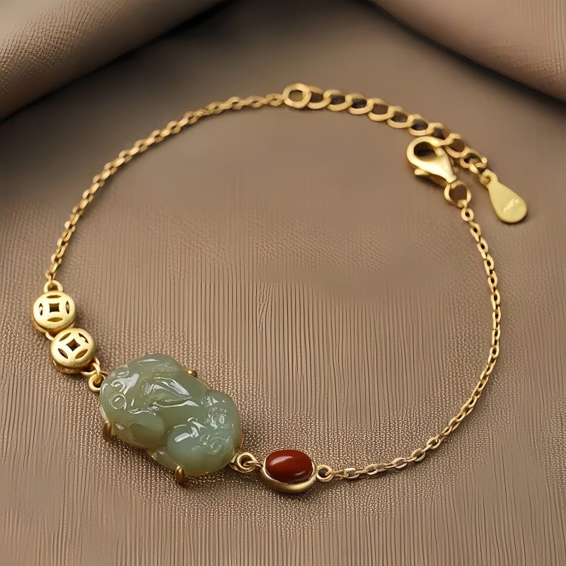 Pulsera de Éxito de PiXiu de Jade Cian Cyan Jade PiXiu Success Bracelet