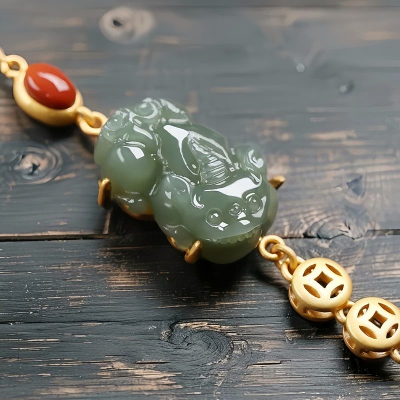 Pulsera de Éxito de PiXiu de Jade Cian Cyan Jade PiXiu Success Bracelet