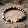 Brazalete de Pareja de Madera de Ébano y Jaspe Rojo para la Paz Ebony Wood Red Jasper Peace Couple Bracelet
