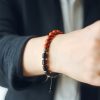 Brazalete de Pareja de Madera de Ébano y Jaspe Rojo para la Paz Ebony Wood Red Jasper Peace Couple Bracelet