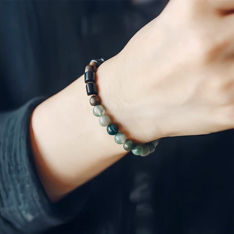 Brazalete de Pareja de Madera de Ébano y Jaspe Rojo para la Paz Ebony Wood Red Jasper Peace Couple Bracelet