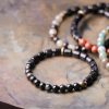Brazalete de Pareja de Madera de Ébano y Jaspe Rojo para la Paz Ebony Wood Red Jasper Peace Couple Bracelet