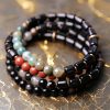 Brazalete de Pareja de Madera de Ébano y Jaspe Rojo para la Paz Ebony Wood Red Jasper Peace Couple Bracelet