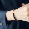 Brazalete de Pareja de Madera de Ébano y Jaspe Rojo para la Paz Ebony Wood Red Jasper Peace Couple Bracelet