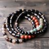 Brazalete de Pareja de Madera de Ébano y Jaspe Rojo para la Paz Ebony Wood Red Jasper Peace Couple Bracelet