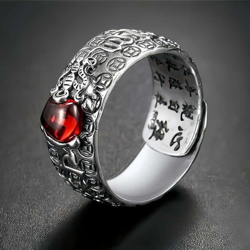 Anillo de la Fortuna Pi Xiu Granate Feng Shui Feng Shui Garnet PiXiu Wealth Ring