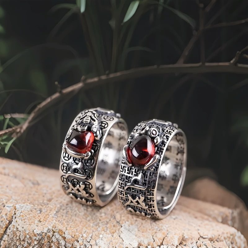 Anillo de la Fortuna Pi Xiu Granate Feng Shui Feng Shui Garnet PiXiu Wealth Ring
