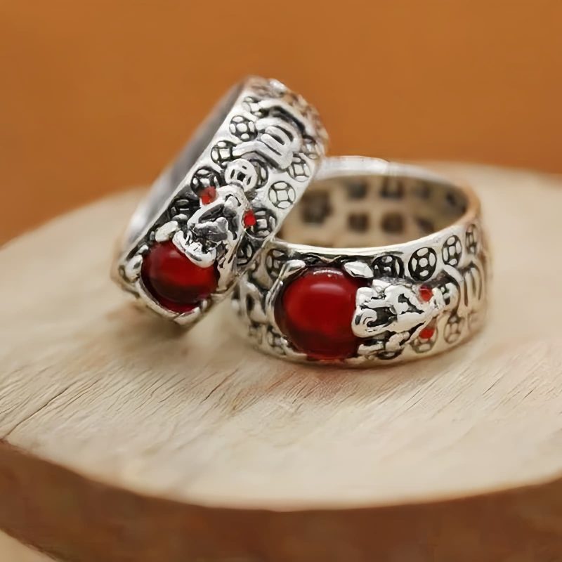 Anillo de la Fortuna Pi Xiu Granate Feng Shui Feng Shui Garnet PiXiu Wealth Ring
