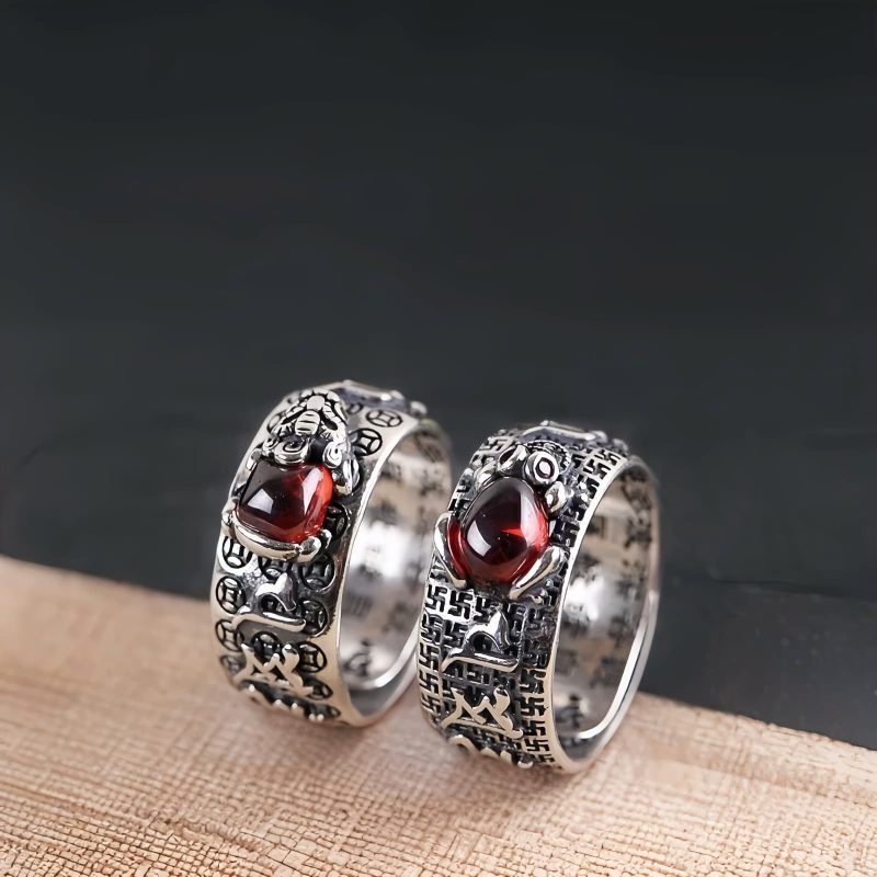 Anillo de la Fortuna Pi Xiu Granate Feng Shui Feng Shui Garnet PiXiu Wealth Ring