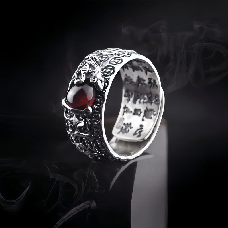 Anillo de la Fortuna Pi Xiu Granate Feng Shui Feng Shui Garnet PiXiu Wealth Ring