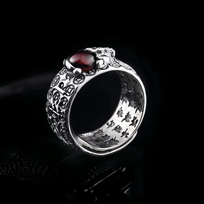 Anillo de la Fortuna Pi Xiu Granate Feng Shui Feng Shui Garnet PiXiu Wealth Ring