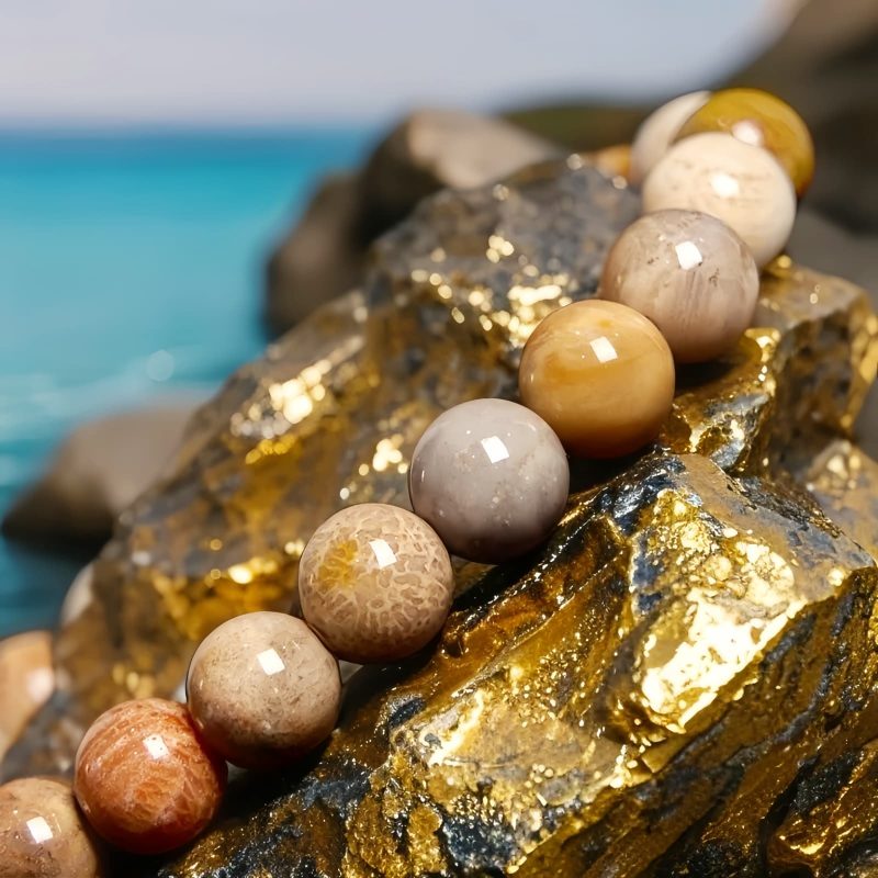 Gelang Kompasi Karang Fosil Fossil Coral Compassion Bracelet