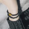 Pulsera de Protección Doble Vuelta con Ónix Negro Esmerilado Frosted Black Onyx Double Wrap Protection Bracelet