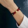 سوار يد من حجر الأوبسيديان الذهبي مع نقش "أوم ماني بادمي هوم" Gold Sheen Obsidian Om Mani Padme Hum Bracelet