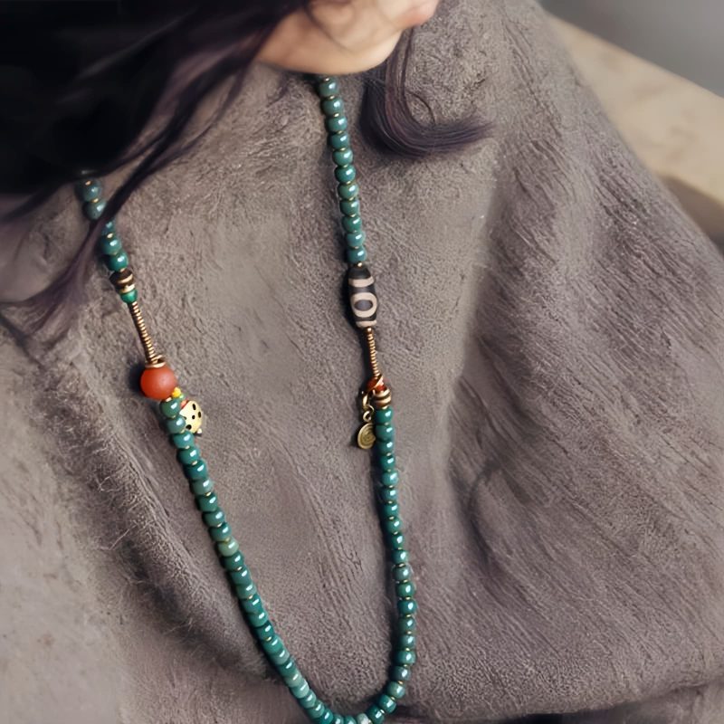 Pulsera de sabiduría con cuentas Mala de semilla Bodhi y Dzi Mala Beads Bodhi Seed Dzi Bead Wisdom Bracelet